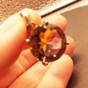 11.68 CARATS OF NATURAL ROUND AMETRINE GEMSTONE SET IN STERLING PENDANT 14